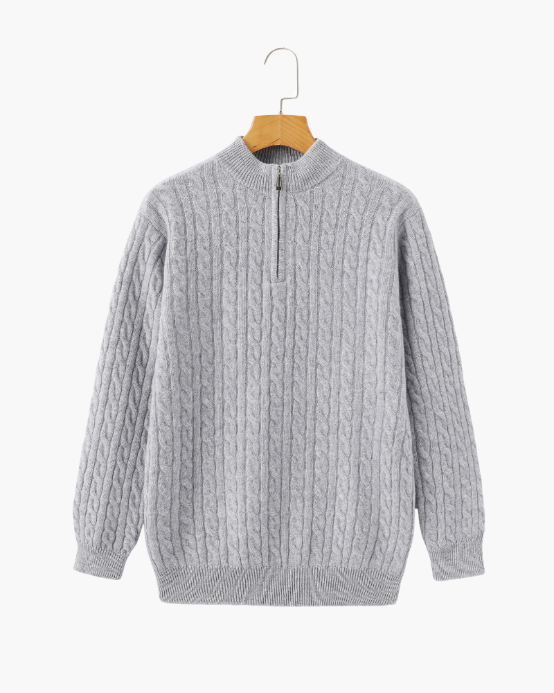 Pull Cachemire Tissé Mi-Zip