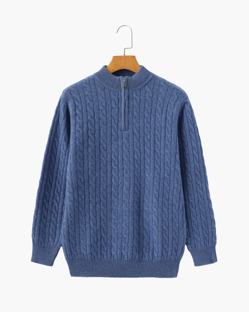 Pull Cachemire Tissé Mi-Zip