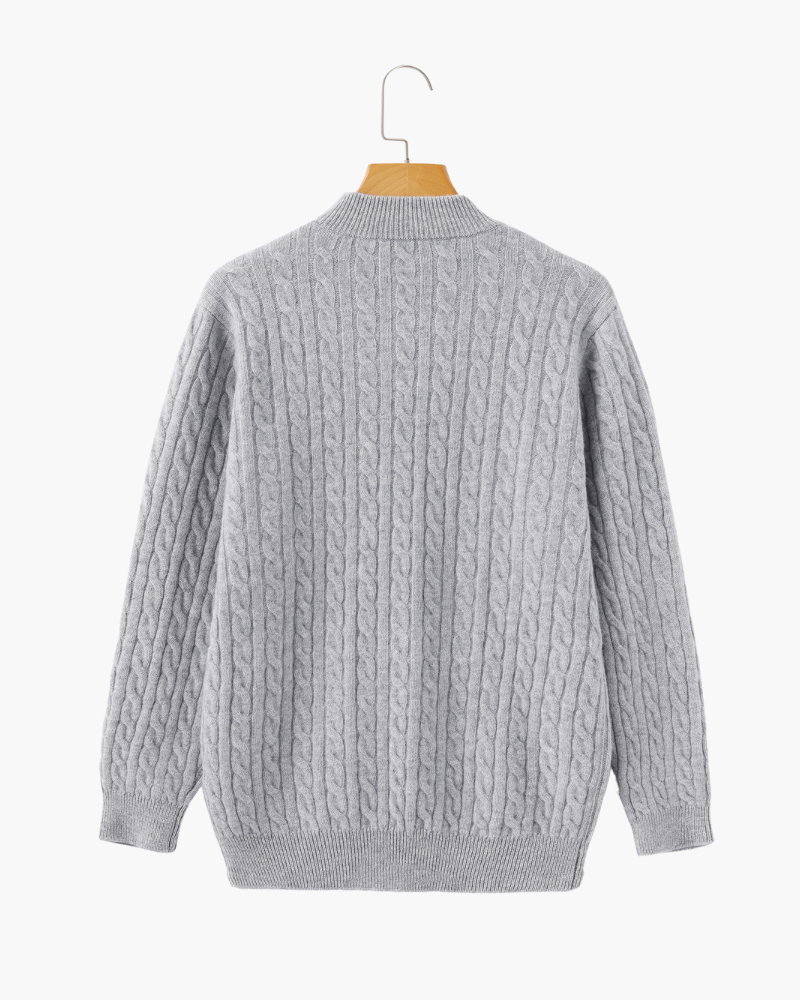 Pull Cachemire Tissé Mi-Zip