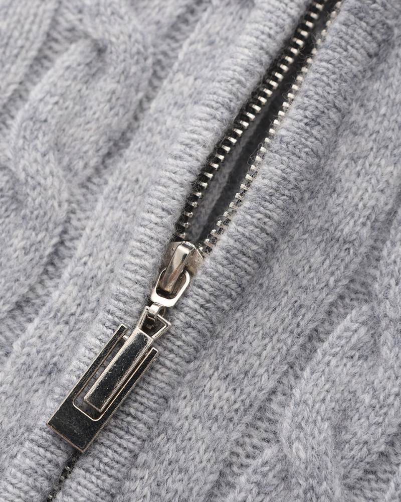 Pull Cachemire Tissé Mi-Zip
