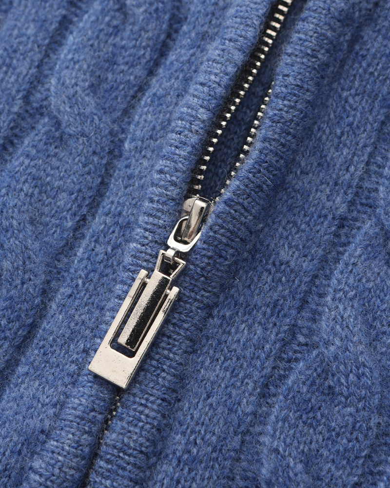 Pull Cachemire Tissé Mi-Zip