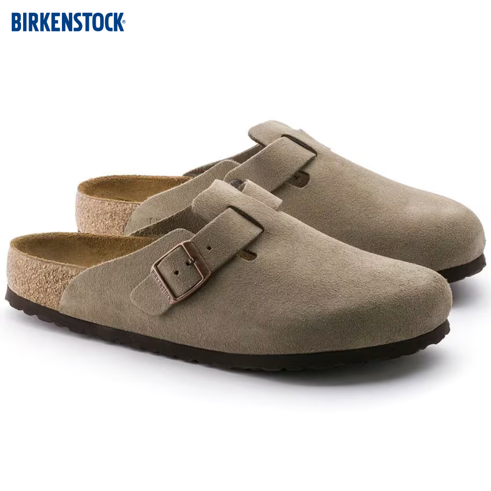 Boston en Suède Taupe – Lit de Pied Doux